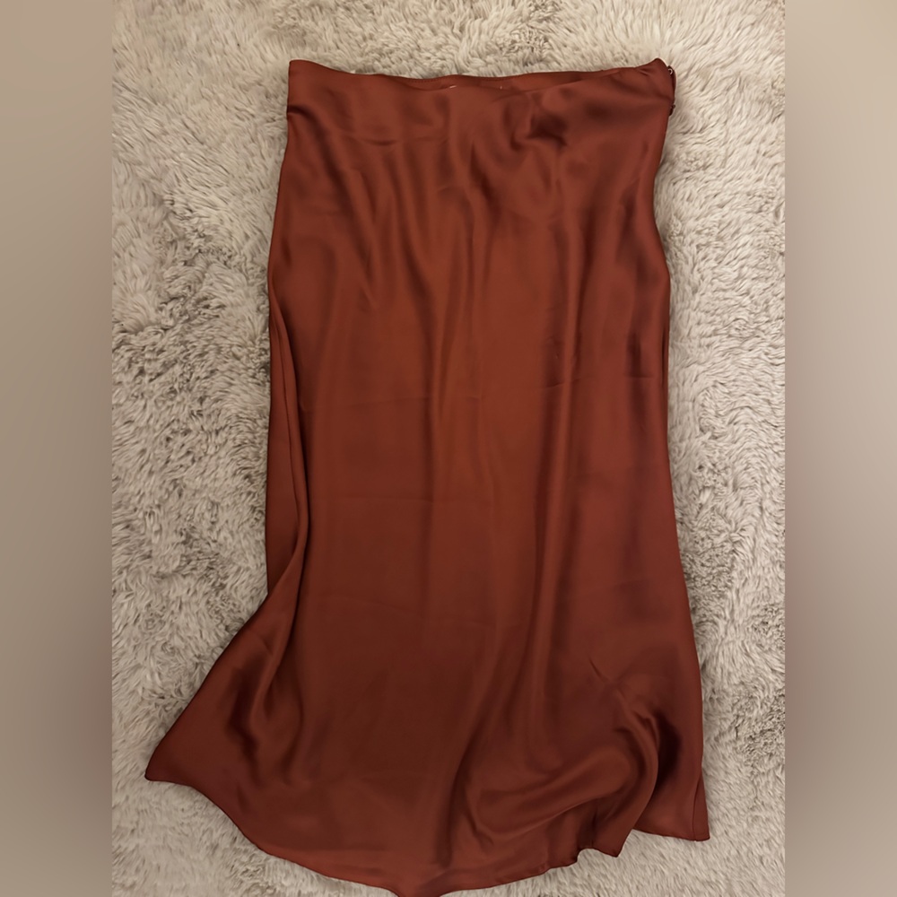She + Sky Terracotta Satin Skirt